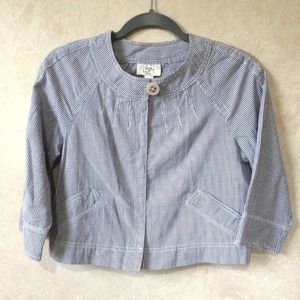 Loft Cropped Seersucker 3/4 Blazer